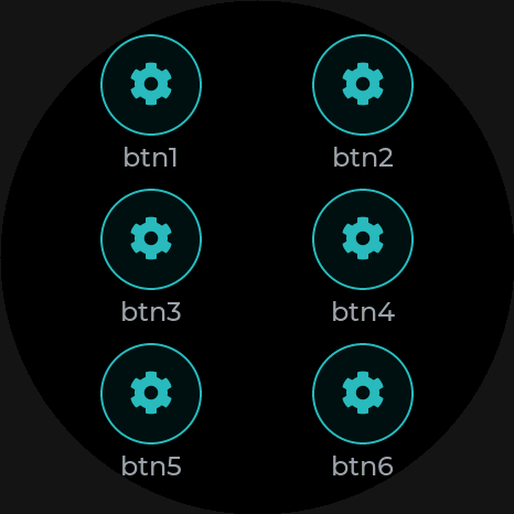 JNKWatch action grid rendered on a round AMOLED dial